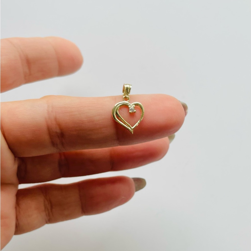 14k Solid Gold Pendant Tiny Heart - image 1